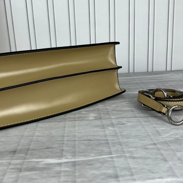 Affordable Peekaboo Cut Leather Khaki Fendi In Medium Bag Calf 0724